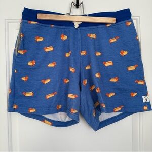 Chubbies Blue Lounge Shorts with Hot Dog Design